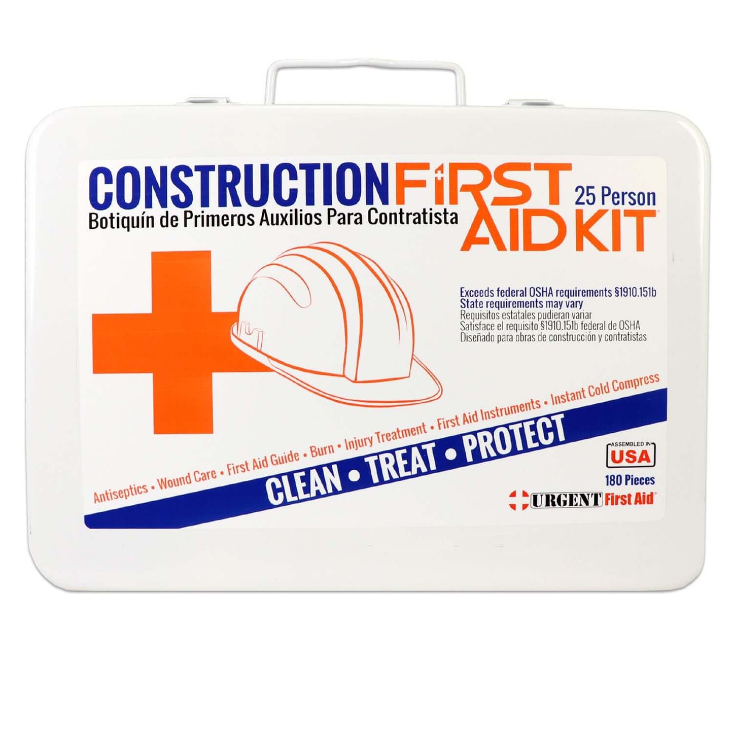 Spanish and English waterproof first aid kit for construction and job sites 25 person 