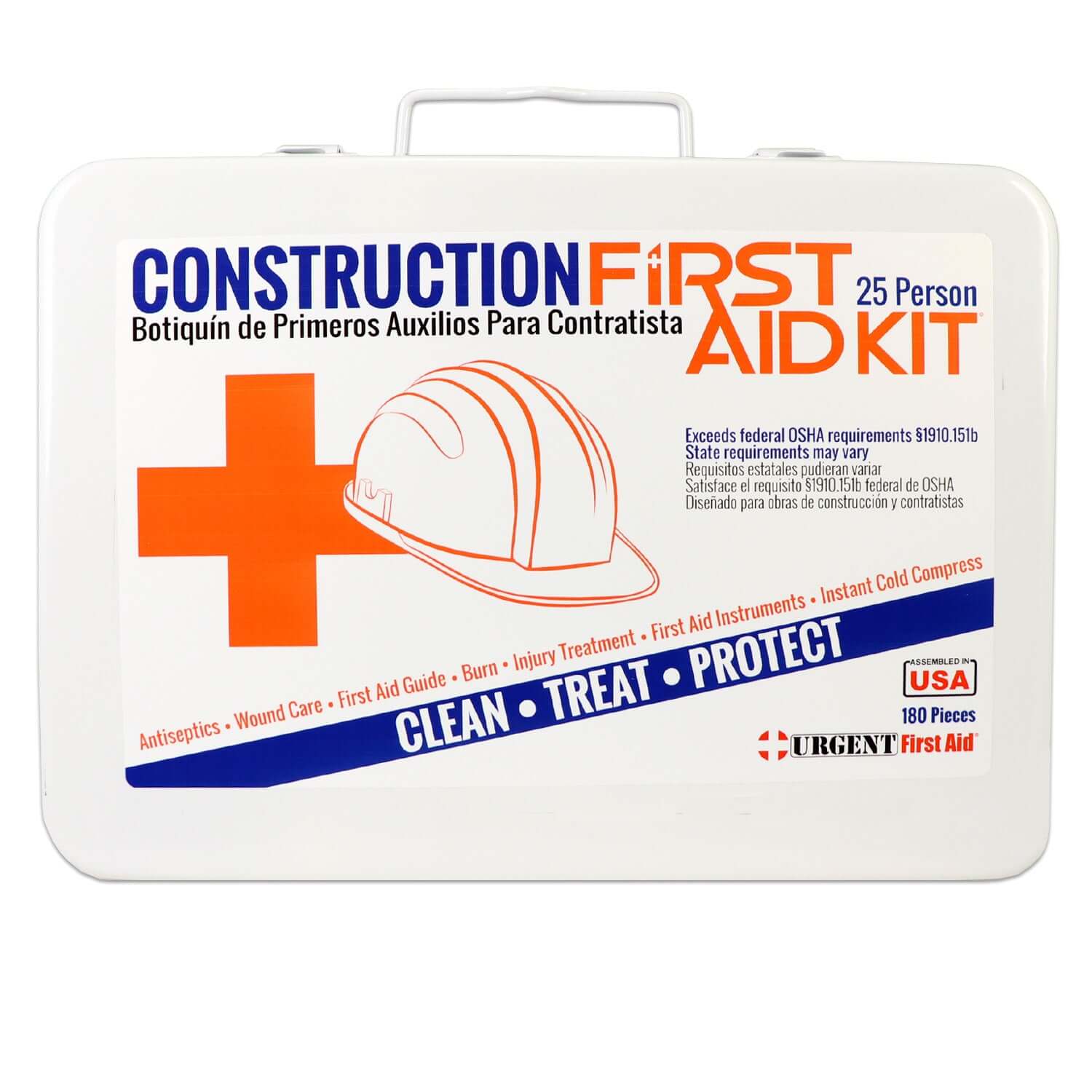 Spanish and English waterproof first aid kit for construction and job sites 25 person 