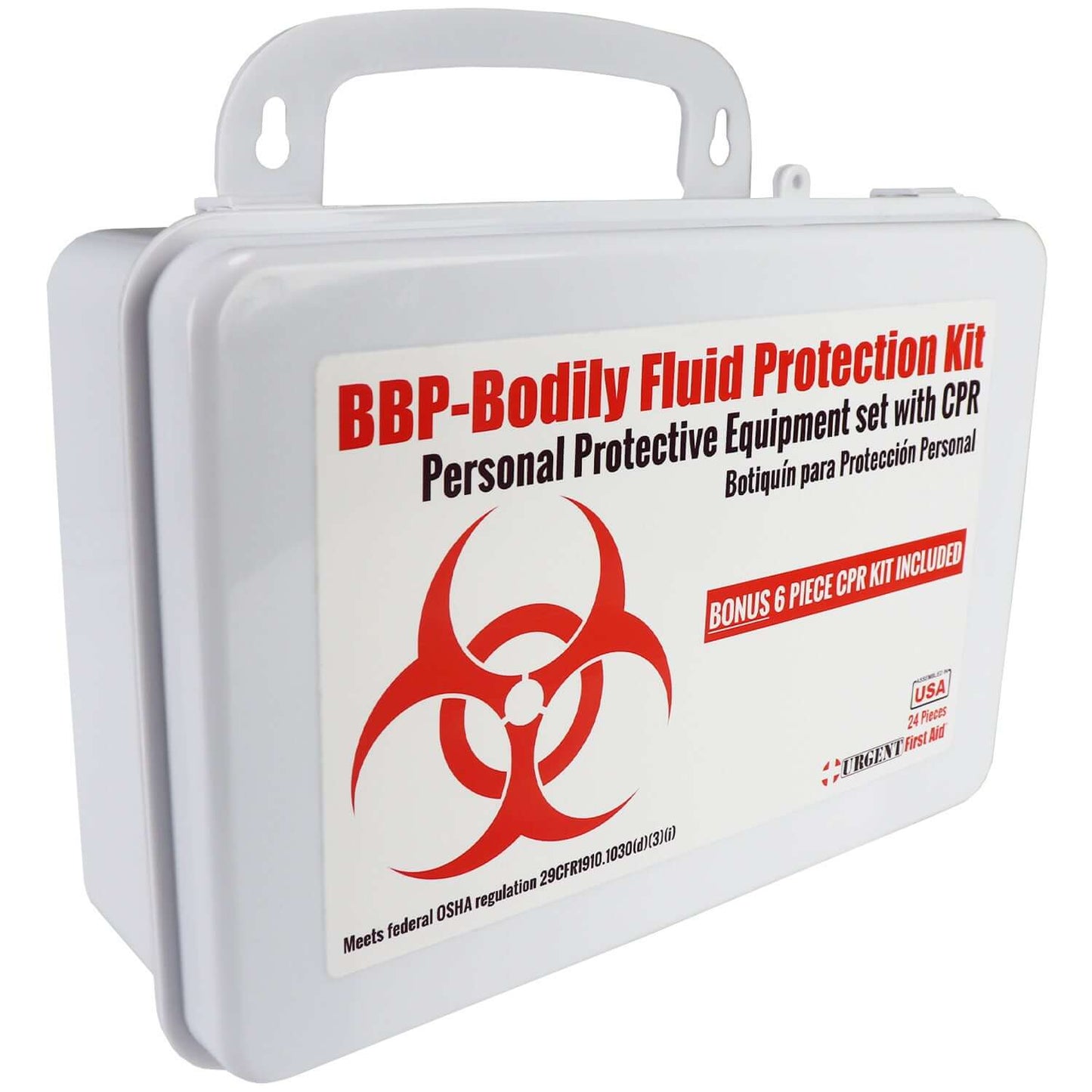 BBP / Bodily Fluid Protection Kit with Bonus 6 piece CPR kit for additional Rescuer Protection, OSHA compliant personal protective equipment.
