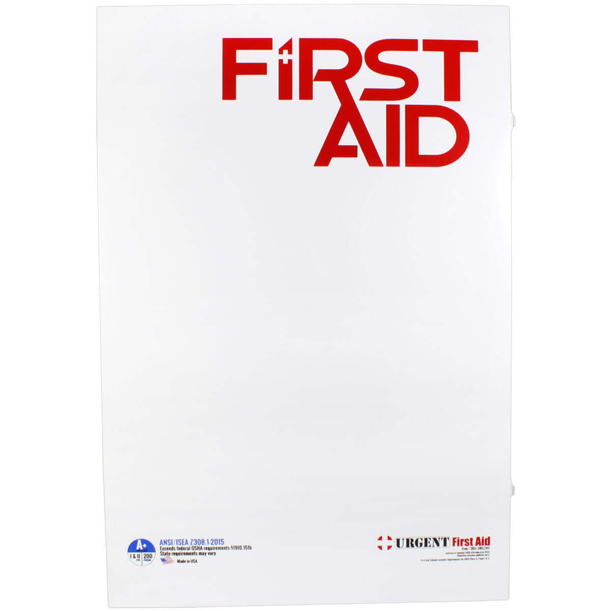 Metal white case of Industrial ANSI A+ First Aid Station with 5 shelves of first aid supplies