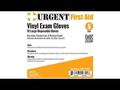URG-2026 Disposable Gloves, Large, 5 Pair Per Bag Urgent First Aid®