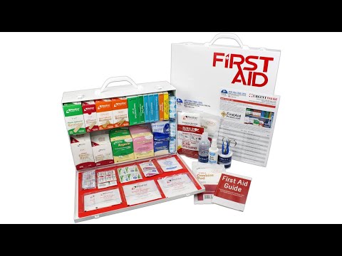 video of URG-245L 2 Shelf Industrial ANSI A+ First Aid Station with Door Pockets Urgent First Aid®