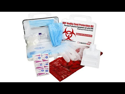 BBP / Bodily Fluid Protection Kit with Bonus 6 piece CPR kit for additional Rescuer Protection and essential personal protective equipment.