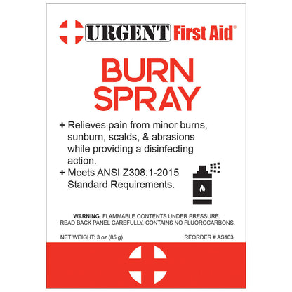 urgent first aid burn relief spray label cooling and instant numbing for burn wounds