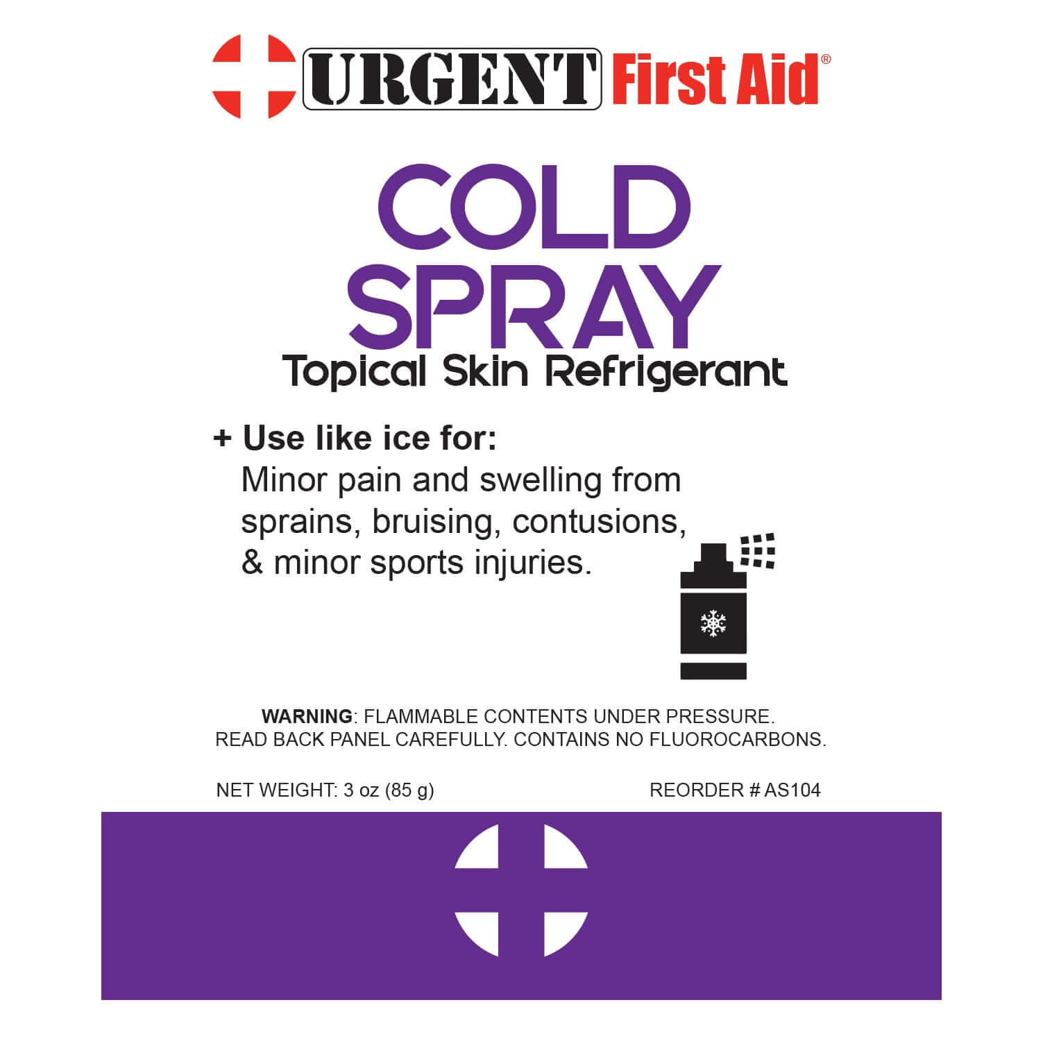 urgent first aid cooling spray label