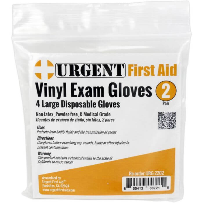 portable pack of 2 pairs of hypo allergenic vinyl gloves 
