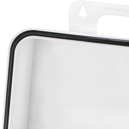 Bulk First Aid Kit, Plastic, 209 Pieces, ANSI B, 50 Person durable gasketed plastic case close-up.